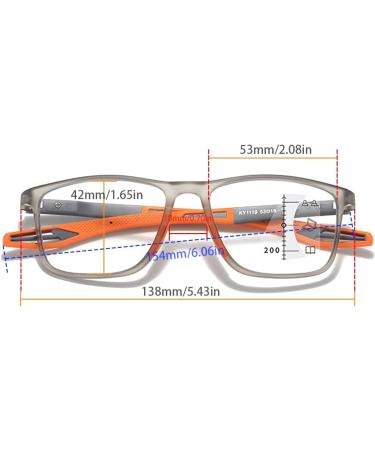 Fashion Progressive Reading Glasses for Men - 2.0x Anti-Blue Light Multifocus & Anti-Fatigue - Stylish Orange Color - Buy Online on GoSupps.com