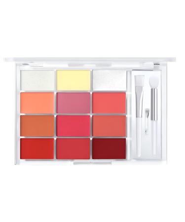 G n rique Lip Color Palette Hydrating Lipstick Collection Moisturizing Glossy Finish Multi-Shade Makeup Set Compact Mirror Case Featuring Mild Ingredients 12 Colours