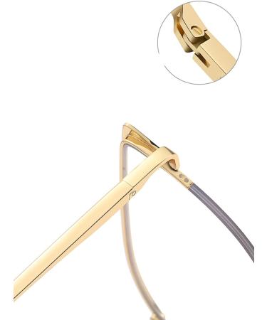 Kachawoo Anti-Blue Light Glasses for Men & Women | Stylish Cat Eye Metal Frame Prescription Glasses in Gold with Clear Lenses - Buy Online on GoSupps.com