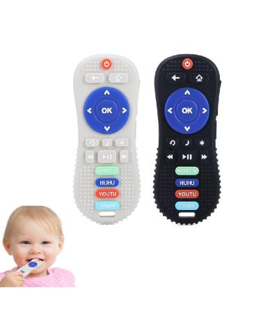 2 Pcs Teething Toy for Babies Remote Control Shape Teething Newborn Educational Sensory Teethers Teethers for Babies Boys Girls Baby Silicone Chew Toy Ideal Baby Thoughtful Gift 2TV