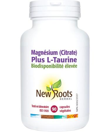 New Roots Herbal - Magnesium Citrate Plus L-Taurine - 90 Capsules - Magnesium Taurine Supplement - Teeth Health & Brain Health Supplements for Adults - Blood Pressure Support & Nervous System Support 90 count (Pack of 1) Magnesium Citrate Plus - Buy Online on GoSupps.com