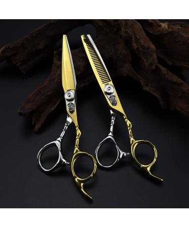 Hair Cutting Scissors 6 Inch Professional Japan 440c Steel Gold Scissor Crown Hair Scissors Haircut Thinning Barber Cutting Shears Hairdressing Scissors Set - Buy Online on GoSupps.com