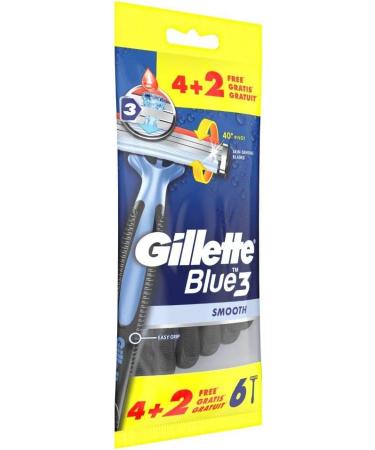 Buy Gillette Blue 3 Smooth Disposable Razors for Men - 6-Pack with 3-Blade Design | Fast International Shipping - Buy Online on GoSupps.com