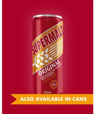 SUPERMALT | Original Flavour Malt Drink | Alcohol Free| Premium Malt Drink | Pack of 24 x 330ml Bottles - Buy Online on GoSupps.com