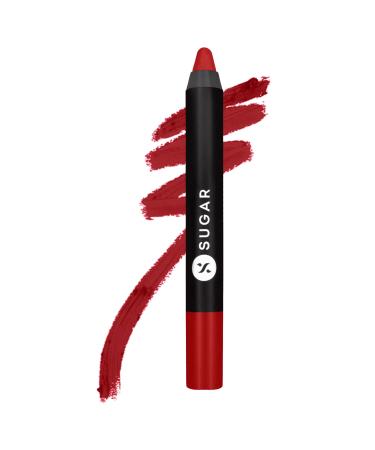 SUGAR Cosmetics Matte As Hell Crayon Lipstick - 01 Scarlett O'hara (Red) with Sharpener Highly Pigmented Creamy Texture Long Lasting Matte Finish