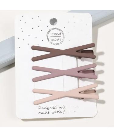 Hair clips 3pcs- Nude colors clips- Hair Barrettes- Clips for women s and girls-Hair Pins- trendy colors matte (X-Design)