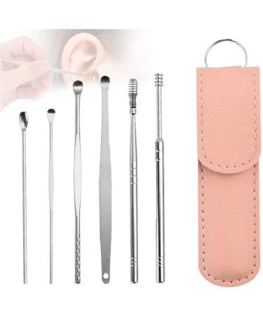 Innovative Spring Ear Wax Cleaner Tool Set 6pcs Spiral Design Stainless Steel Ear Picks Spring Earwax Cleaner Tool Set Cleaner Ear Cleansing Tool Set with Storage Bag