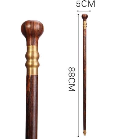 Cane Elderly Crutches Solid Wood Walking Stick Round Head Handle Civilian Rod Inlaid Aluminum Ring Length 88cm Available as Needed Truncated by Yourself Interesting - Buy Online on GoSupps.com