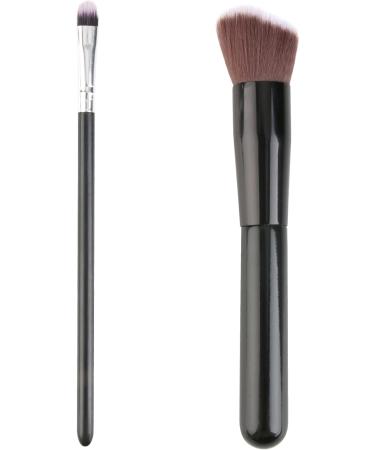 Makeup Brushes Set Foundation Brush + Concealer Brush With Soft Synthetic Fiber Face Makeup Contour Brushes Make-Up Tools Flat For Cheeks Blending Liquid Cream Flawless Powder Blush - Buy Online on GoSupps.com