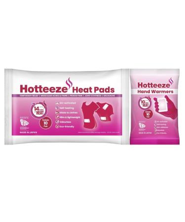 Hottetee warming cushion & hand warmer set for pain relief sore muscles and menstrual complaints periodic paving for heat therapy 1 pack (10 heating pillows) and 1 pack (10 hand warmer)