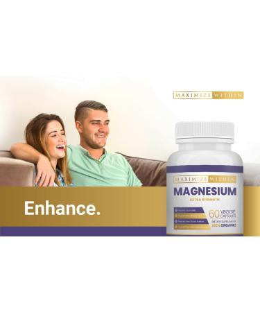 Magnesium Extra Strength Supplement 600mg Magnesium Glycinate Supports Bone Health Muscle Function Vegan Non-GMO 60 Capsules 60 Count (Pack of 1) - Buy Online on GoSupps.com
