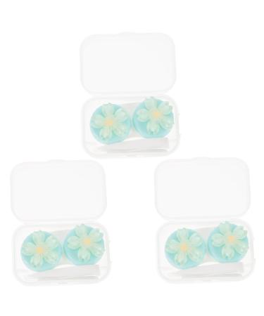 Solustrie 3st contact lens container contact lenses case waterproof contact lens box Transparent contact lens box eyes care box glass case bracket storage box plastic light green 7x4.5x2.5cm