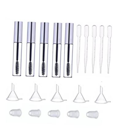 Beatifufu 5pcs clear container with lid containers with lids eyelash tube wand suite with cover travel medium As Shown
