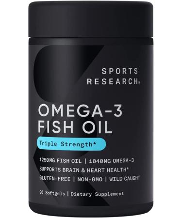 Sports Research Omega-3 Fish Oil Triple Strength 1250 mg 90 Softgels