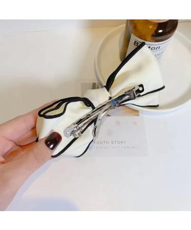 Rugelyss 2 PCS Hand-made Grosgrain Ribbon Black & White Hair Bows Spring Clip Hair Accessories for Girls & Women - Buy Online on GoSupps.com