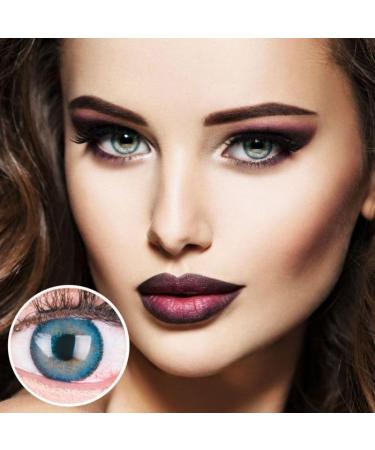 Buy GlamLens Mirel Blue Opaque Contact Lenses - Natural Look Silicone Comfort -1.50 Diopters 14.00mm - 1 Pair with Container - Buy Online on GoSupps.com