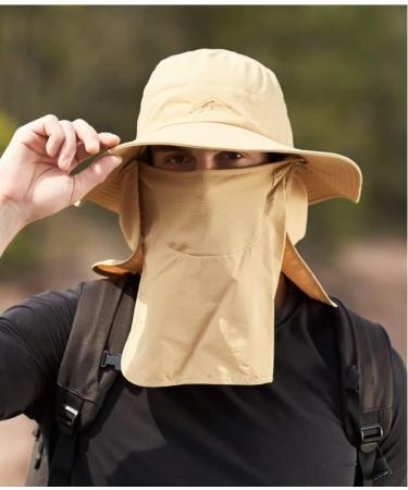 Szetosy Wide Brim Sun Hat with Removable Neck Flap - UPF 50 UV Protection Unisex Outdoor Hat for Cycling Fishing Hiking & Gardening - M-L Khaki - Buy Online on GoSupps.com