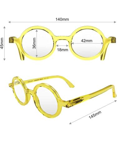 LONDON MOLE Transparent Yellow Reading Glasses 2.0x | Stylish Round Cool Readers with Spring Hinges | Men's Women's Unisex Eyewear - Buy Online on GoSupps.com