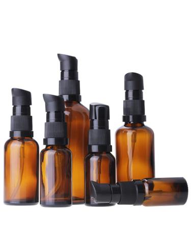 Buy 5 Pack 20ml Brown Refillable Glass Bottles with Pump - Ideal for Essential Oils Lotions Travel & Cream - Buy Online on GoSupps.com
