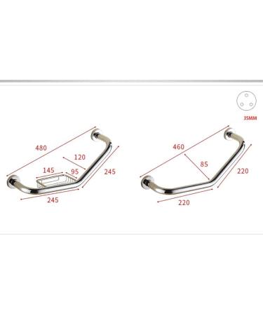 Bathroom Grab Bar Safety Support Rail Handrails for Bathrooms Stainless Steel Silver Curved Shower Grab Bar Soap Dish Safety Non-slip Grab - Buy Online on GoSupps.com