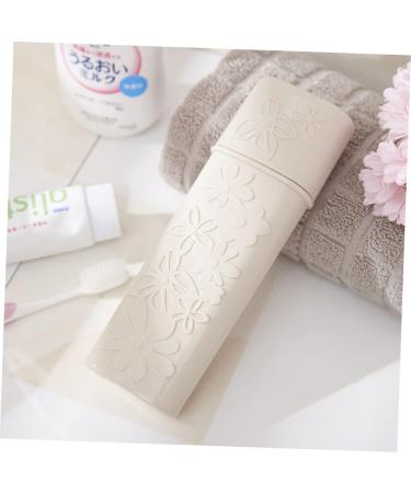 Portable Travel Toothbrush Holder & Case Set - Carved Beige Outdoor Toothpaste Cup | Ideal for International Shipping - Buy Online on GoSupps.com