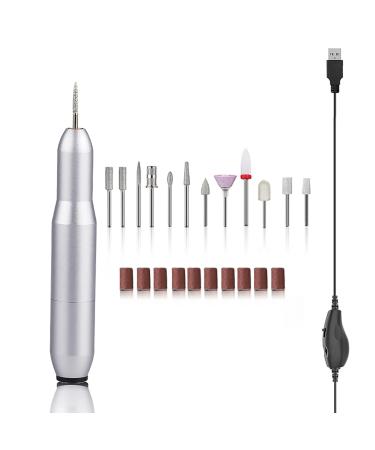 Electric manicure set 11 in 1 nail file electric nail file drilling and sand rings electrical nail files adjustable for pedicure (silver)