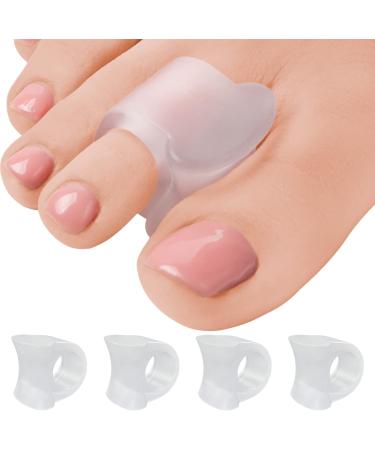 Toe Separators for Overlapping Toes - 4-Pack Clear Gel Hammer Toe Straighteners for Pain Relief - Correct Bent Toes - Big Toe Spacers Spreaders Soft and Gentle Bunion Correctors for Active Lifestyle Transparent Big Toe Separators 4 Count (Pack of 1)