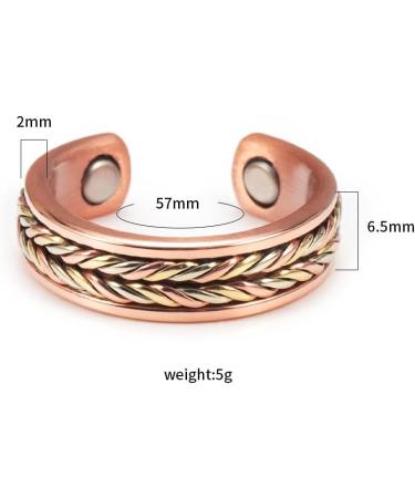 EnerMagiX Tri Tone Pure Copper Magnetic Rings for Women - 2 Magnets, Braided Design - Buy Online on GoSupps.com