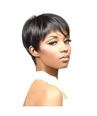 Stylish European & American Wigs for Black Women | Short Natural Straight Hair | Dark Brown & Ash Options - Buy Online on GoSupps.com