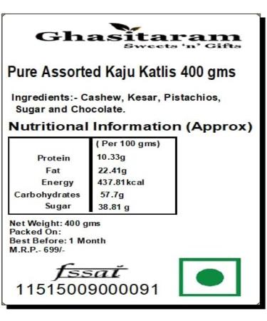 Ghasitaram Gifts Rakhi Gifts for Brothers Rakhi Sweets - Pure Assorted Kaju Katlis 400 GMS with Beads Rakhi - Buy Online on GoSupps.com