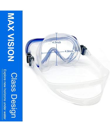MountDog 180 View Snorkel Mask with Tempered Glass for Adults and Youth - Blue | Anti-Fog, Anti-Leak Scuba Diving Goggles - Buy Online on GoSupps.com