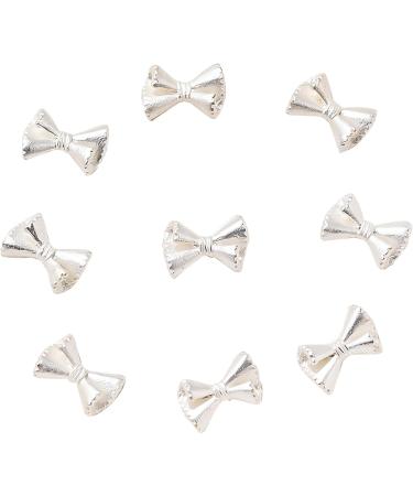 50x/Set Bowknot French Bow Nails Art Alloy Bow Nails Art Decoration Supplies For Salons Silver Bow 9 X 6mm - Buy Online on GoSupps.com
