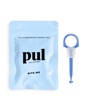 PUL 2 in 1 Chewies & Clear Aligner Removal Tool Combo by The Pultool | Compatible with Invisalign Removable Braces & Trays, Aligners, Retainers, & Dentures | Hygienic, Durable, Compact (1, Blue) 1 Pack Blue