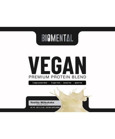Biomental Vegan Protein Powder - Vanilla - Gluten-Free & Non-GMO - Plant-Based Protein for Weight Loss & Muscle Growth - 2 lbs - Buy Online on GoSupps.com