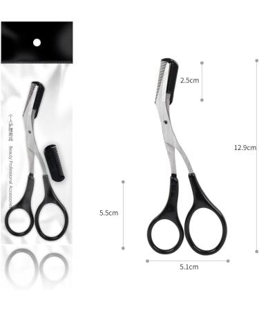 QUUPY Precision Eyebrow Trimmer Shear Scissors - Stainless Steel Beauty Tool with Comb and Non-Slip Grips - Buy Online on GoSupps.com