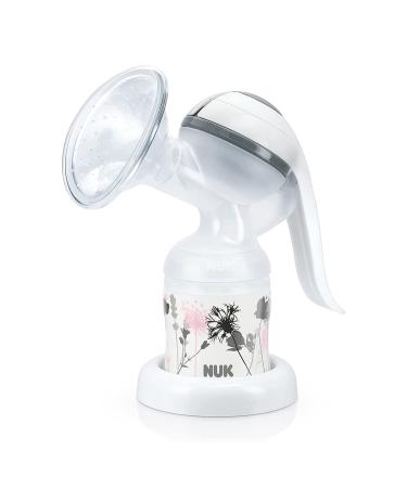 NUK Jolie manual breast pump with soft silicone cushion and ergonomic pump lever high pumping performance BPA free 1 piece (1 pack)