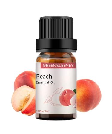 GREENSLEEVES Peach Essential Oil, 10ml Pure Plant-Based Fruit Fragrance Oil for Aromatherapy, Essential Oils for Diffuser, Air Freshener, Massage, Bath Bomb, Scented Candle Soap Making