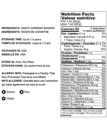 California Zante Currant Raisins 1lb - Sun-Dried Seedless Grapes, Vegan & Kosher - Tangy-Sweet Chewy Snack - Buy Online on GoSupps.com