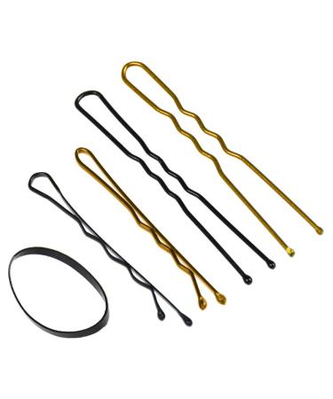 FOCCTS 300pcs Hair Clips Set with U Hair Pins & 100pcs Hair Ties - Elegant Gold & Black Storage Box for Girls & Women - Buy Online on GoSupps.com