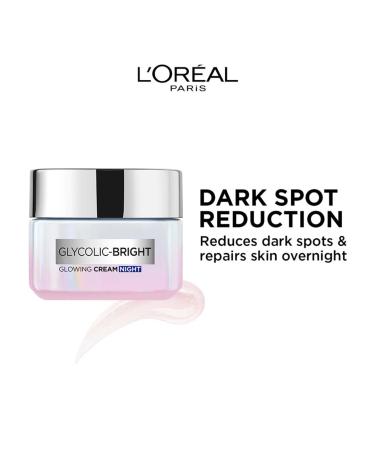 L'Oreal Paris Glycolic Bright Glowing Night Cream 15ml - Overnight Brightening Cream with Glycolic Acid for Spot Minimization & Radiant Skin - Buy Online on GoSupps.com