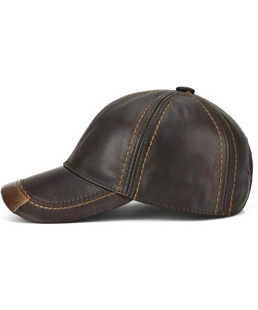Gudessly Adjustable Men's Genuine Cowhide Leather Baseball Cap - A-brown | Outdoor Sports Hat - Buy Online on GoSupps.com