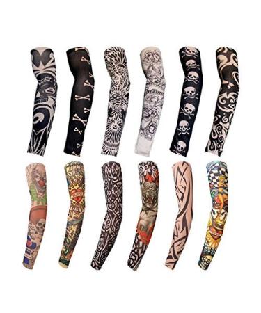 12 PCS Sports Arm Sleeves For Braces Splints & Slings   Tattoo Sleeve Seamless Hand Warmer Basketball & Activities   Outdoor Sunscreen Riding Cycling Elbow Braces For Boys   Men   Women Color Ramdoml