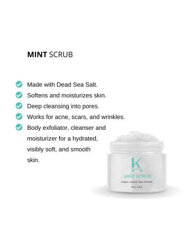 Keralove Scrub with Collagen and Stem Cells 12 oz - Exfoliating Himalayan Salt Scrub for Cellulite - Deep Cleansing for Acne Scars Wrinkles - Moisturizes Skin (12 Mint) Mint 12 Ounce (Pack of 1) - Buy Online on GoSupps.com