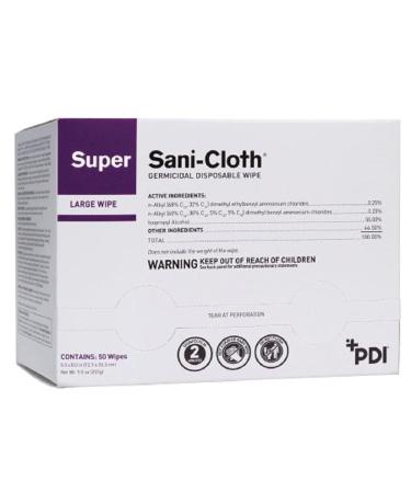 PDI Super Sani-Cloth Germicidal Disposable Wipe, Large, Individual, 5" x 8"