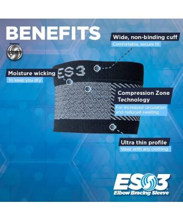 OrthoSleeve Elbow Brace ES3 - Medium Black | Prevent & Relieve Tennis Elbow, Golfer's Elbow, and Forearm Pain - Buy Online on GoSupps.com
