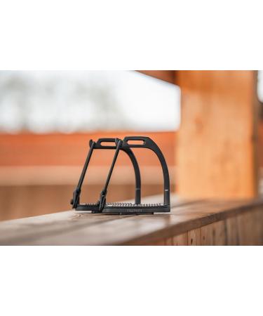 Equinate Safety Bar Wakefield 12cm Black Matt | Anti-Slip Rubber Tread Stirrup Set for Adults & Children | Ankle Relief - 2 Pieces - Buy Online on GoSupps.com