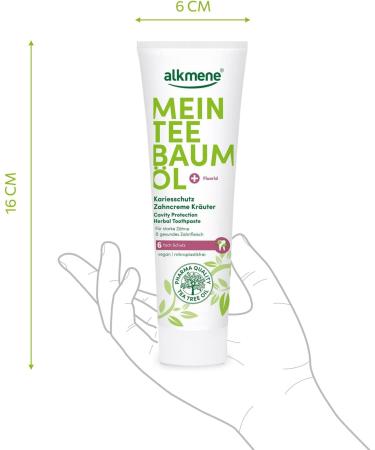 Alkmen Tea Tree Oil Toothpaste - 3x100ml | Fluoride-Free Vegan Climate-Neutral | 6-Fold Protection for Strong Teeth & Healthy Gums - Buy Online on GoSupps.com