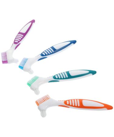 Healvian 4 piece toothbrush cleaning tools wrong teeth care prosthesis brush cleaning brush prosthesis cleaner denture dentures double head detergent double brush
