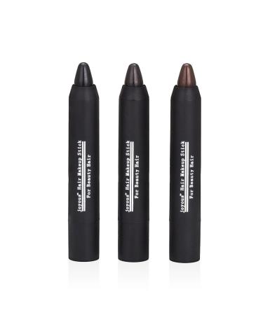 Joyous Professional Hair Chalk Pens Temporary Hair Dye, Non-toxic Hair Color, Crayon Cover White Hair Color Patch (Black-Dark Brown-Coffee), Pack of 3 black-brown-nature black