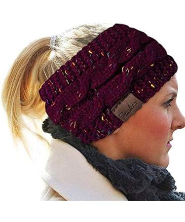 CRIVERS 3pc Womens Confetti Winter Cable Knit Headband Head Wrap Ear Warmer (Beige Black Wine Red)(Size:M) - Buy Online on GoSupps.com